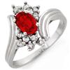 Image 1 : Genuine 1.0 ctw Red Sapphire & Diamond Ring 10K Gold - Retails for $1010