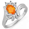 Image 1 : Genuine 0.65ctw Fire Opal & Diamond Ring 10K White Gold - Retails for $1010