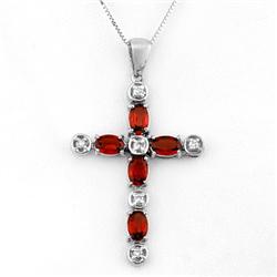 Genuine 3.15 ctw Garnet & Diamond Necklace White Gold - Retails for $1000