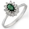 Image 1 : Genuine 0.60 ctw Emerald & Diamond Ring 14K White Gold - Retails for $1100