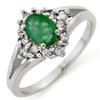 Image 1 : Genuine 0.85 ctw Emerald & Diamond Ring 10K White Gold - Retails for $1030