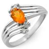 Image 1 : Genuine 0.60ctw Fire Opal & Diamond Ring 10K White Gold - Retails for $850