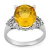 Image 1 : Genuine 6.20 ctw Citrine & Diamond Ring 10K White Gold - Retails for $1330