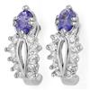 Image 1 : Genuine 0.80 ctw Tanzanite & Diamond Earrings 10K Gold - Retails for $1090
