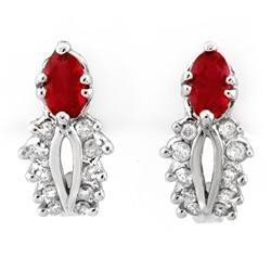 Genuine 0.90 ctw Red Sapphire & Diamond Earrings Gold - Retails for $1090