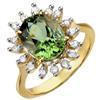 Image 1 : Genuine 3.4 ctw Green Tourmaline & Diamond Ring Gold - Retails for $2370