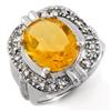 Image 1 : Genuine 4.68 ctw Citrine & Diamond Ring 10K White Gold - Retails for $1850
