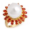 Image 1 : Genuine 1.50 ctw Red Sapphire & Pearl Ring 10K Yellow Gold - Retails for $1930