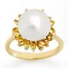 Image 1 : Genuine 0.75 ctw Yellow Sapphire & Pearl Ring 10K Gold - Retails for $1120