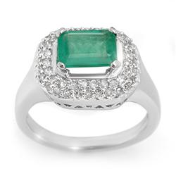 Genuine 1.90 ctw Emerald & Diamond Ring 14K White Gold - Retails for $2480