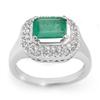 Image 1 : Genuine 1.90 ctw Emerald & Diamond Ring 14K White Gold - Retails for $2480