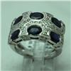 Image 1 : Natural 4.05 ctw Diamond and Blue Sapphire Ring in 14K White Gold - MSRP $3924
