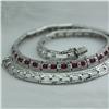 Image 2 : Natural 9.43 ctw Diamond and Ruby Necklace in 14K White Gold - MSRP $14550
