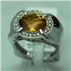 Image 1 : Natural 3.32 ctw Diamond and Citrine Ring in 14K White Gold - MSRP $2488