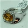 Image 2 : Natural 3.32 ctw Diamond and Citrine Ring in 14K White Gold - MSRP $2488