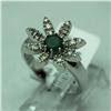 Image 1 : Natural 0.76 ctw Diamond and Emerald Ring in 14K White Gold - MSRP $1928