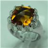Image 1 : Natural 10.86 ctw Diamond and Citrine Ring in 14K White Gold - MSRP $3804