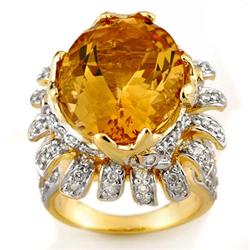 Genuine 15.75 ctw Citrine & Diamond Ring 14K Yellow Gold - Retails for $7900