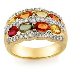 Genuine 3.75 ctw Multi-Sapphire & Diamond Ring 14K Yellow Gold - Retails for $3270