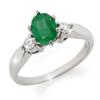 Image 1 : Genuine 1.20 ctw Emerald & Diamond Ring 14K White Gold - Retails for $1680