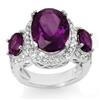 Image 1 : Genuine 8.0 ctw Amethyst & Diamond Ring 10K White Gold - Retails for $3050