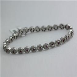 Natural 2.48 ctw Diamond and Ruby Bracelet in 14K White Gold - MSRP $7578