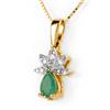 Image 1 : Genuine 0.50 ctw Emerald & Diamond Necklace Yellow Gold - Retails for $670