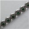 Image 2 : Natural 5.58 ctw Diamond and Emerald Bracelet in 14K White Gold - MSRP $11354