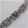 Image 2 : Natural 8.93 ctw Diamond and Green Garnet Bracelet in 14K White Gold - MSRP $10228