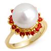 Image 1 : Genuine 0.75 ctw Red Sapphire & Pearl Ring Yellow Gold - Retails for $1130