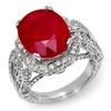 Image 1 : Genuine 10.5 ctw Ruby & Diamond Ring 14K White Gold - Retails for $7000