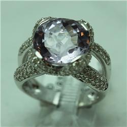 Natural 8.36 ctw Diamond and Pink Amethyst Ring in 18K White Gold - MSRP $4650