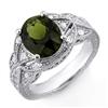 Image 1 : Genuine 3.25 ctw Green Tourmaline & Diamond Ring Gold - Retails for $2470
