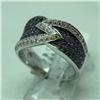 Image 1 : Natural 0.91 ctw Diamond and Blue Sapphire Ring in 14K White Gold - MSRP $2200