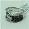 Image 2 : Natural 0.91 ctw Diamond and Blue Sapphire Ring in 14K White Gold - MSRP $2200