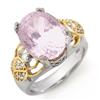 Image 1 : Genuine 9.20 ctw Pink Kunzite & Diamond Ring 2Tone Gold - Retails for $4190