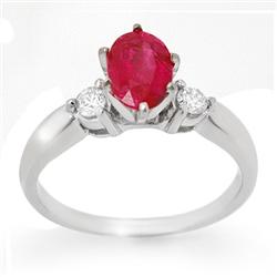 Genuine 1.45 ctw Ruby & Diamond Ring 14K White Gold - Retails for $1710