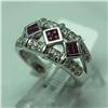 Image 1 : Natural 0.71 ctw Diamond and Ruby Ring in 14K White Gold - MSRP $2198