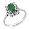 Image 1 : Genuine 1.40 ctw Emerald & Diamond Ring 10K White Gold - Retails for $1130