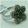 Image 2 : Natural 1.58 ctw Diamond and Emerald Ring in 14K White Gold - MSRP $3044