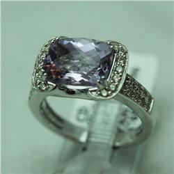 Natural 4.45 ctw Diamond and Pink Amethyst Ring in 14K White Gold - MSRP $2108