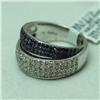 Image 2 : Natural 1.24 ctw Diamond and Blue Sapphire Ring in 14K White Gold - MSRP $3154