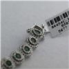 Image 3 : Natural 5.58 ctw Diamond and Emerald Bracelet in 14K White Gold - MSRP $11354