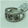 Image 2 : Natural 0.8 ctw Diamond and Multi-color Sapphire Ring in 14K White Gold - MSRP $2484