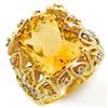 Image 1 : Genuine 11.4 ctw Citrine & Diamond Ring 10K Yellow Gold - Retails for $3040