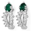 Image 1 : Genuine 0.85 ctw Emerald & Diamond Earrings White Gold - Retails for $1050