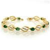 Image 1 : Genuine 5.10 ctw Emerald & Diamond Bracelet Yellow Gold - Retails for $2100