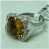 Image 2 : Natural 6.66 ctw Diamond and Citrine Ring in 14K White Gold - MSRP $2452