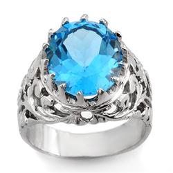Genuine 10.0 ctw Blue Topaz Men's Ring 10K White Gold - Retails for $2180