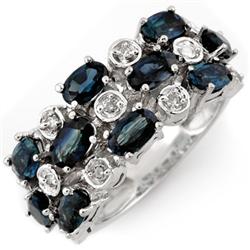 Genuine 4.20ctw Blue Sapphire & Diamond Ring White Gold - Retails for $1790